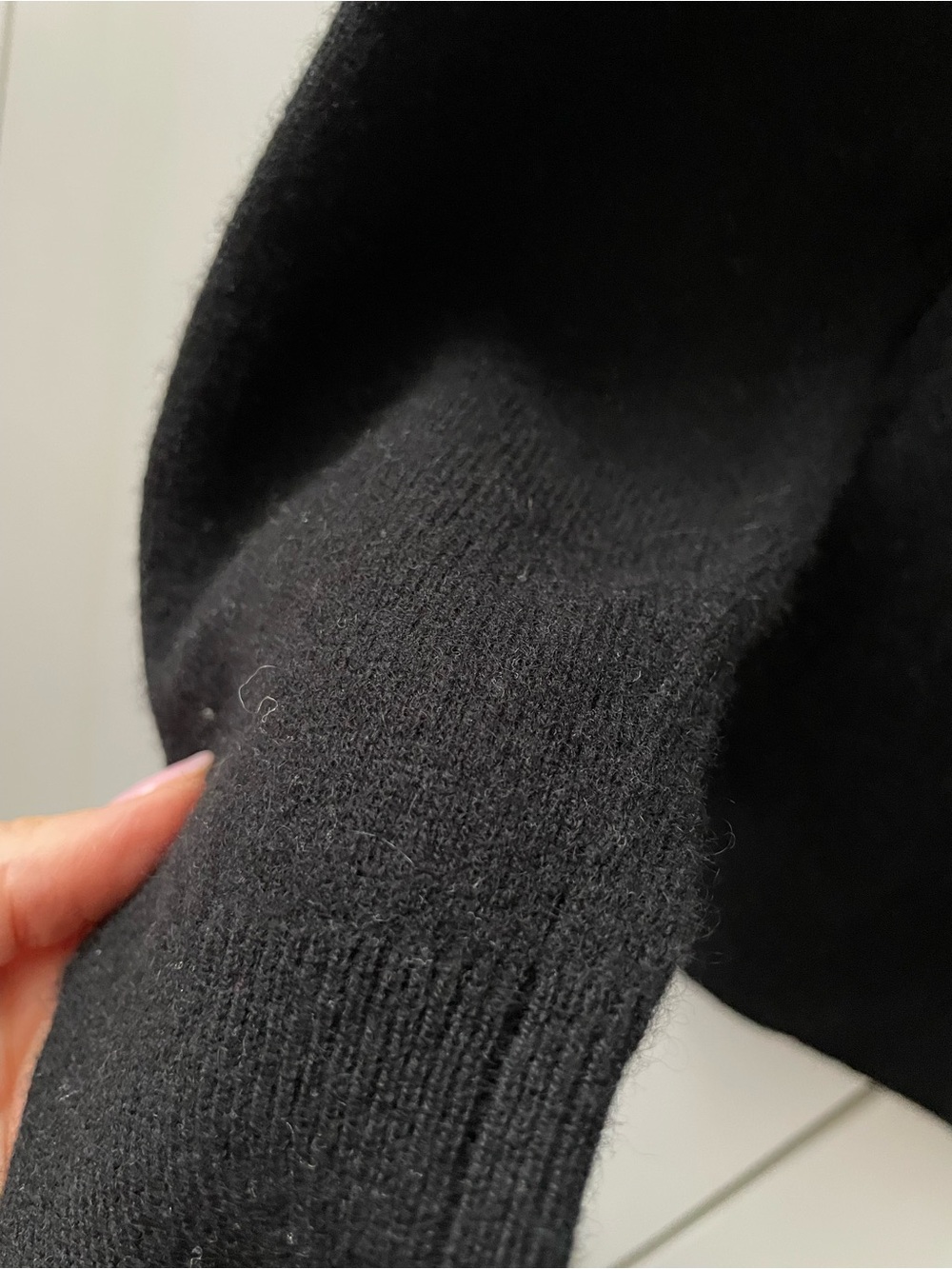 Naadam Black Lightweight Long Sleeve Crewneck Cashmere Sweater with Smiley Patch - Picture 8 of 10